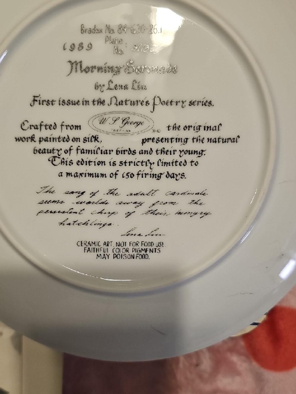 Pink Cardinal Decorative Plate - Picture 2 of 6